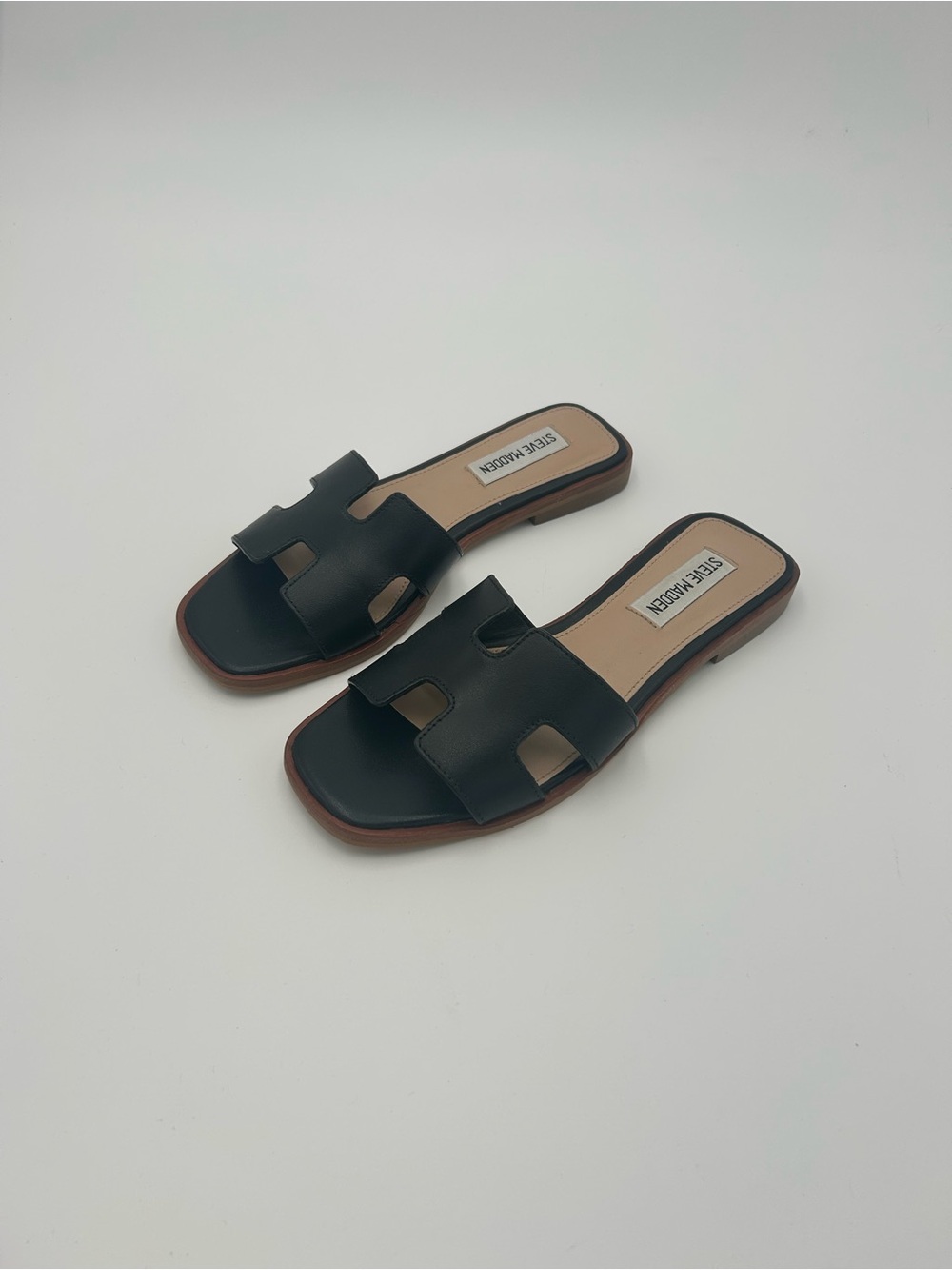 Steve Madden Black & Brown Hadyn Slide Sandals